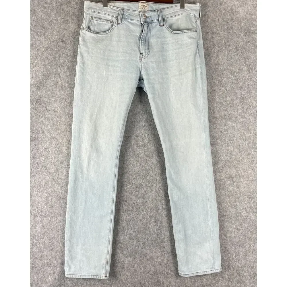 J. Crew 484 Slim Jeans Mens 35x32 Light‎ Wash Distressed Stretch Preppy Casual